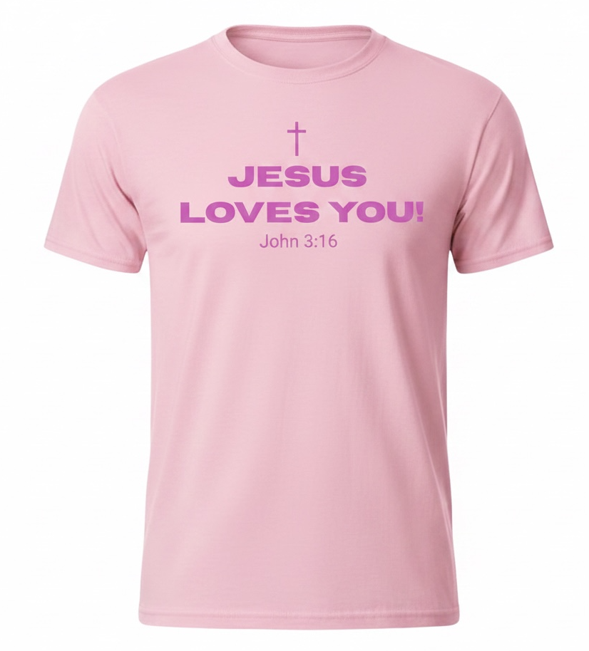 Jesus Loves You! Adult Tee - Pink