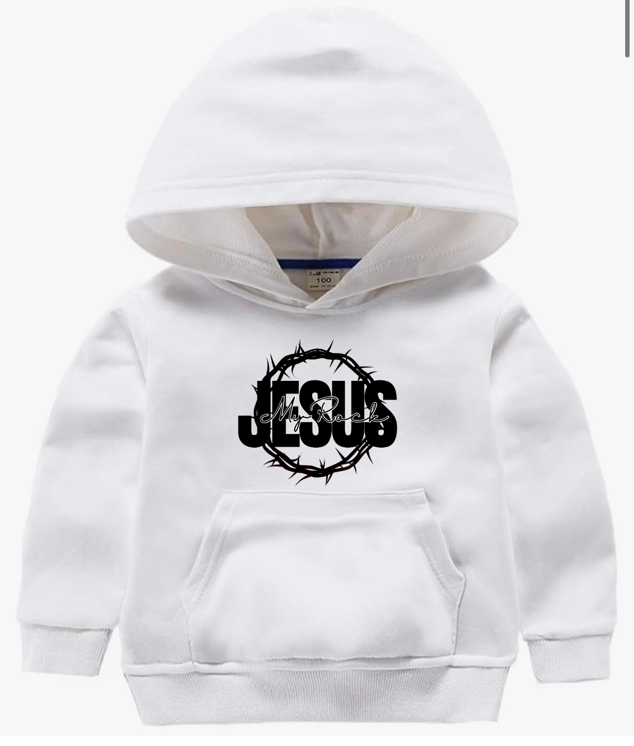 Jesus My Rock Signature Toddler Hoodie - White