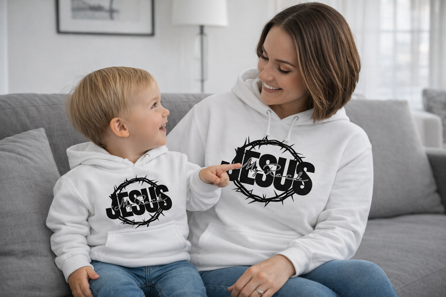Jesus My Rock Signature Toddler Hoodie - White