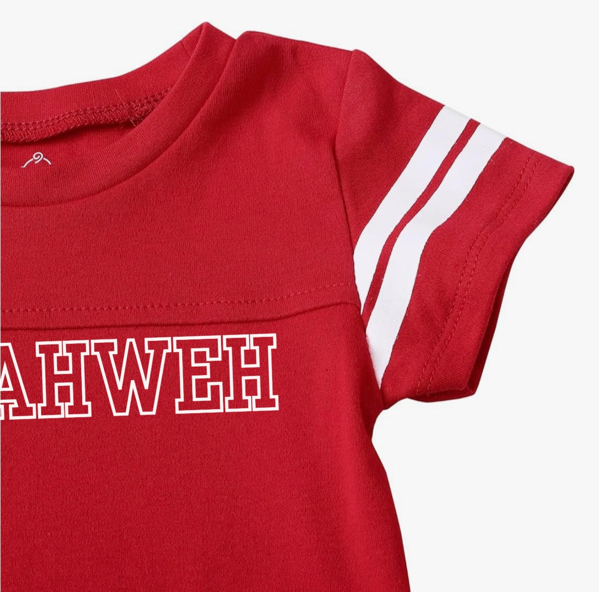 YAHWEH Baby Football Jersey Bodysuit – Red/White