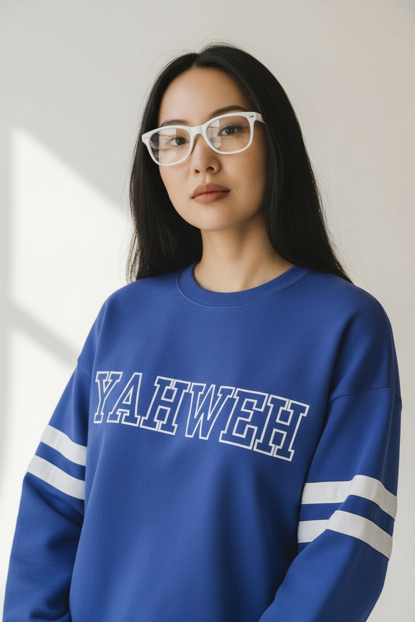 YAHWEH Women’s Oversized Crewneck Sweatshirt – Blue (Exclusive Drop)