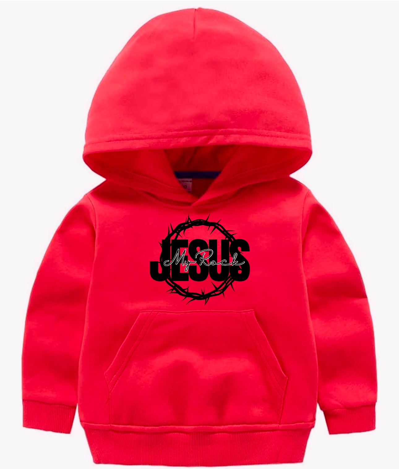 Jesus My Rock Toddler Hoodie - Red/Black