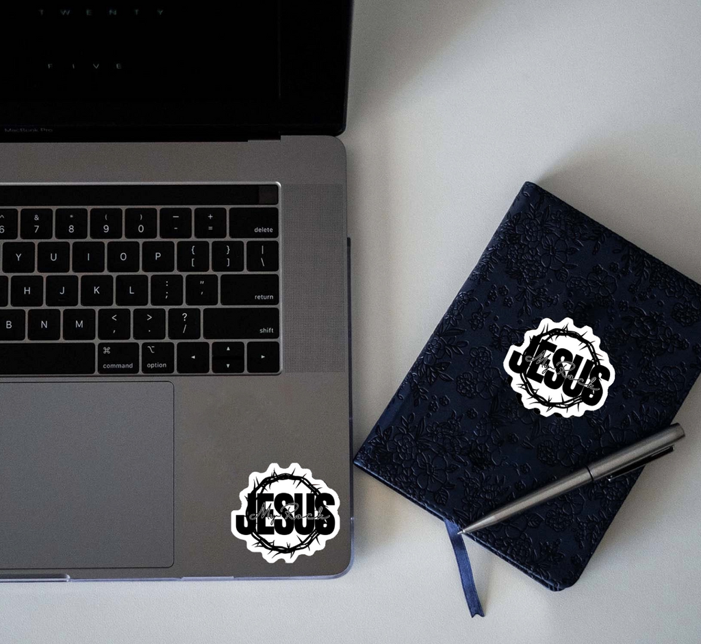 Jesus My Rock Sticker - White