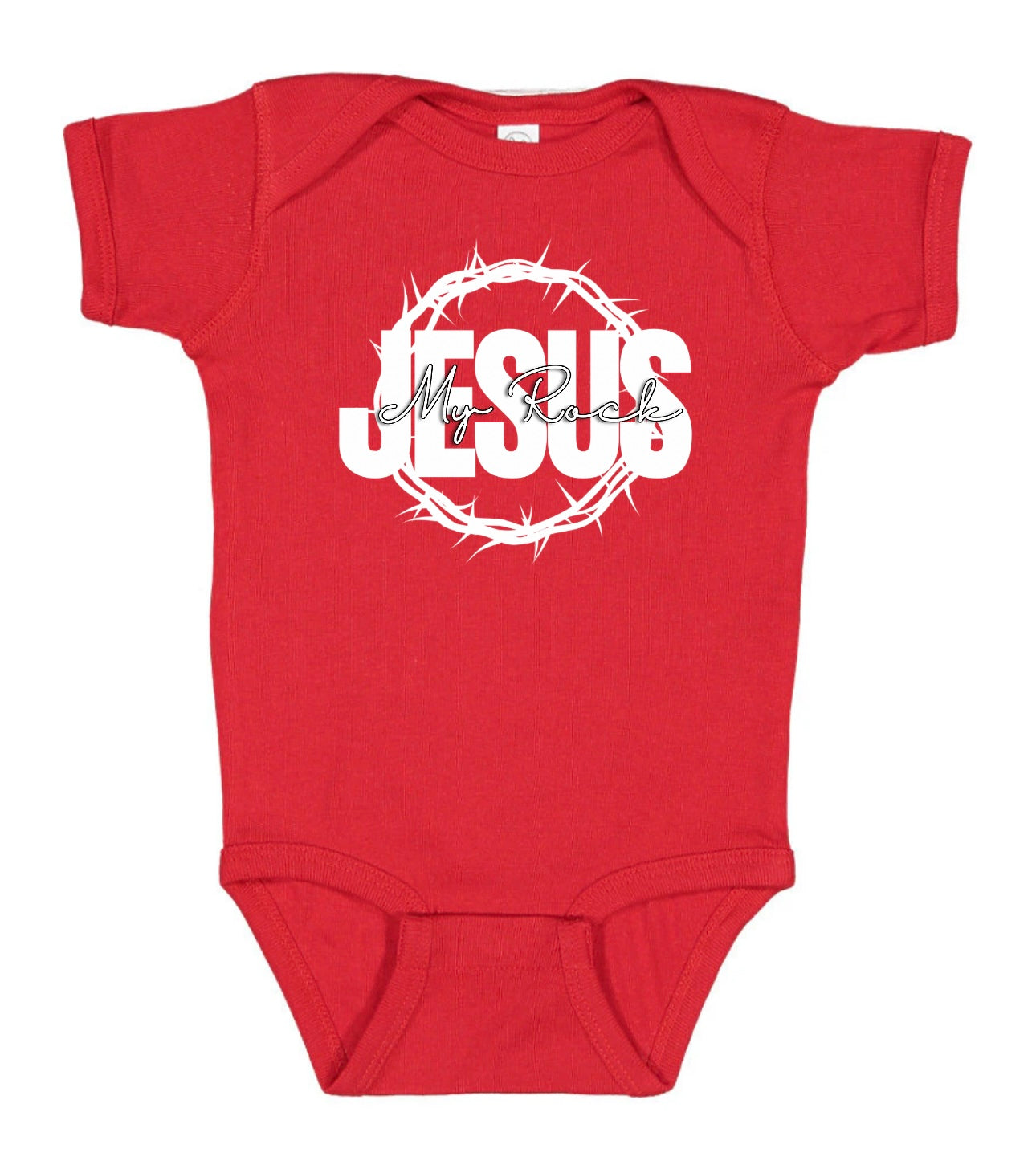 Jesus My Rock Infant Bodysuit – Red/White