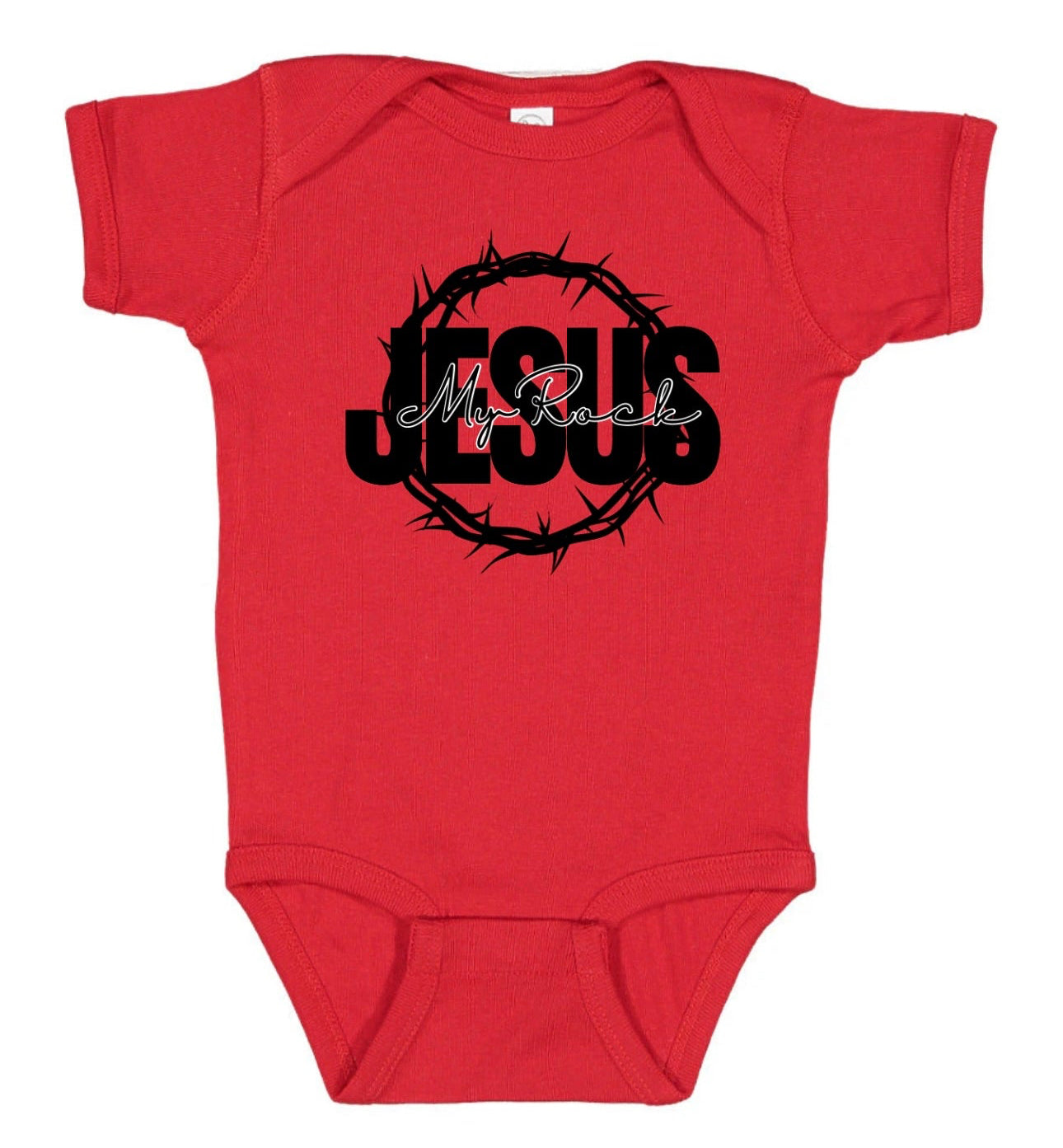 Jesus My Rock Infant Bodysuit – Red/Black