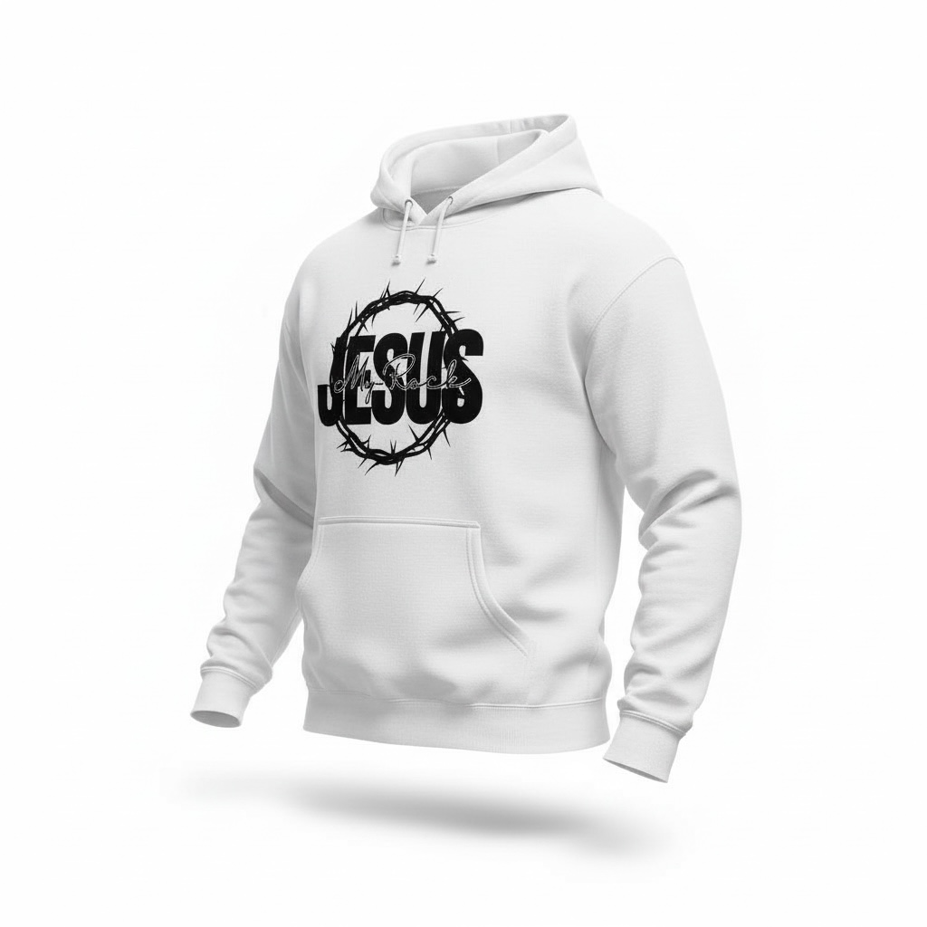 Jesus My Rock Hoodie - White (Exclusive Drop)