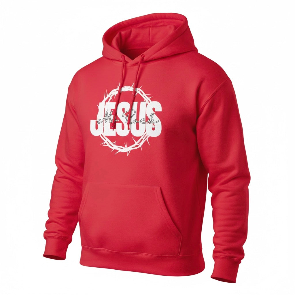 Jesus My Rock Hoodie - Red/ White