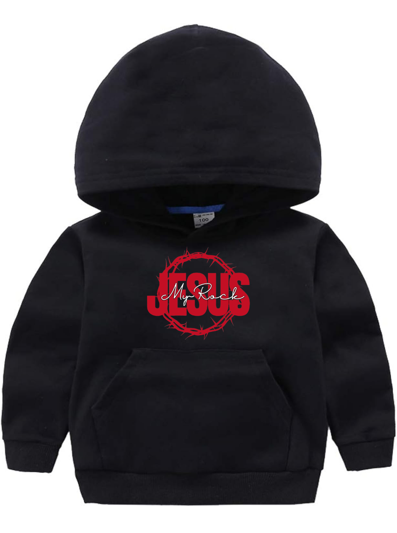 Jesus My Rock Toddler Hoodie - Black/Red