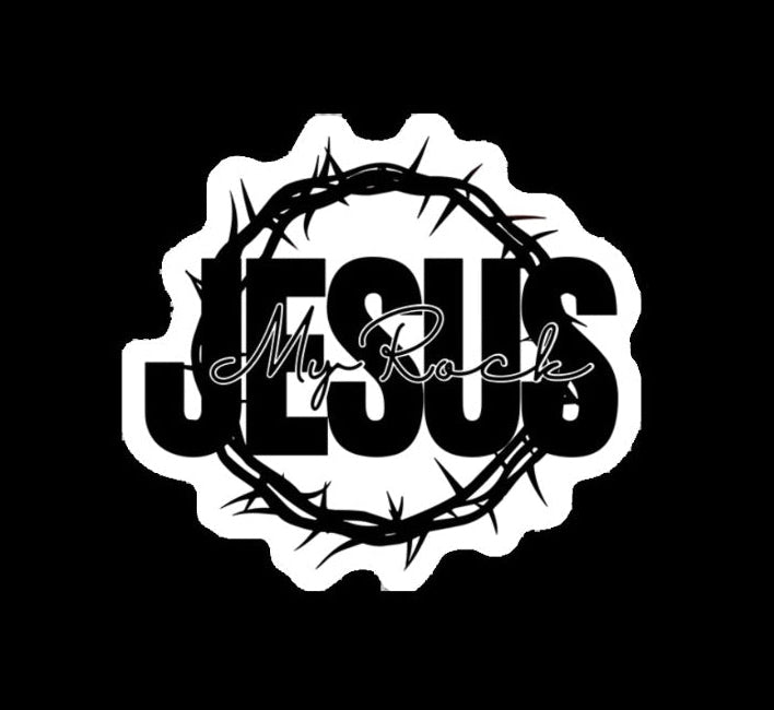 Jesus My Rock Sticker - White
