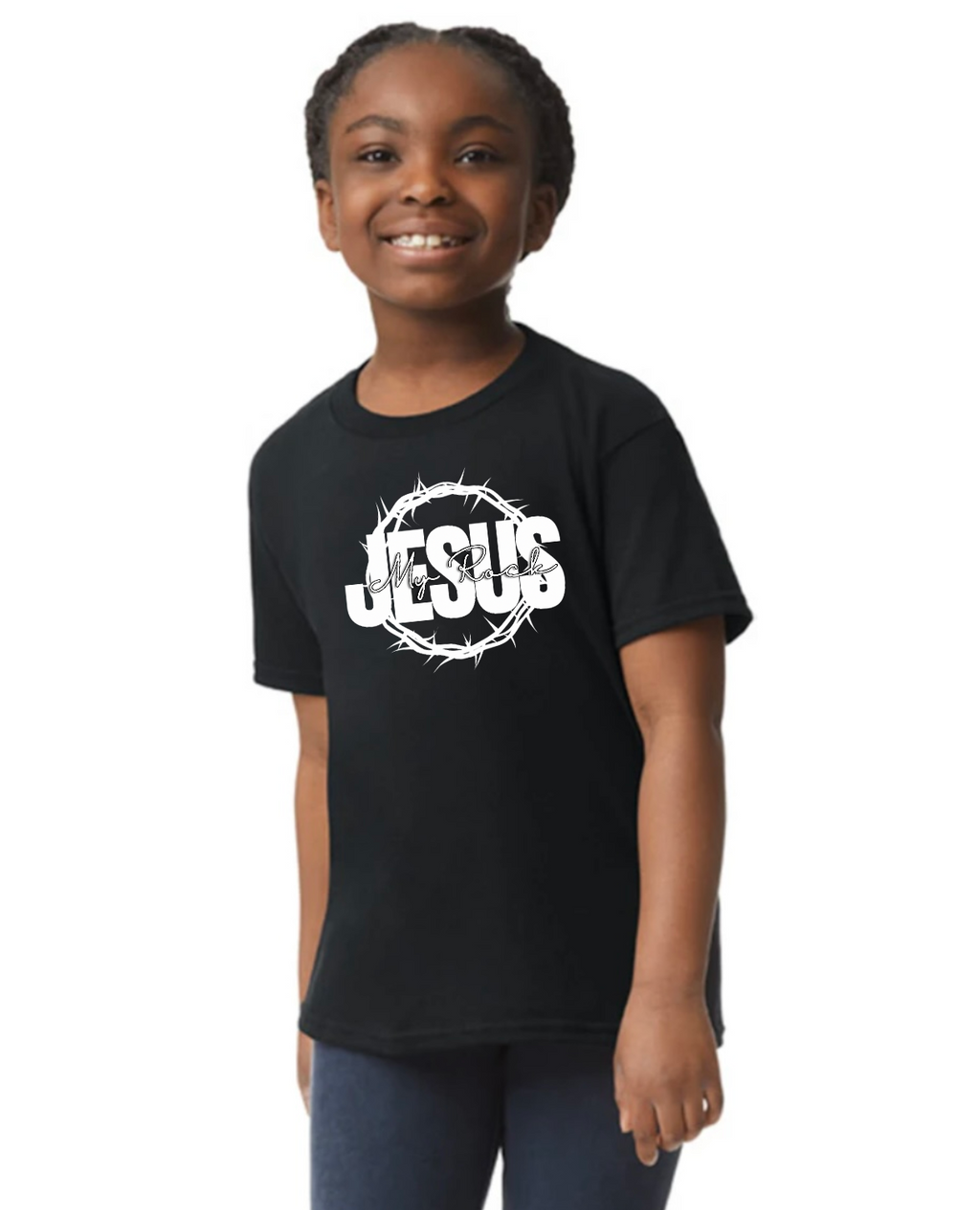 Jesus My Rock OG Youth Tee – Black/White