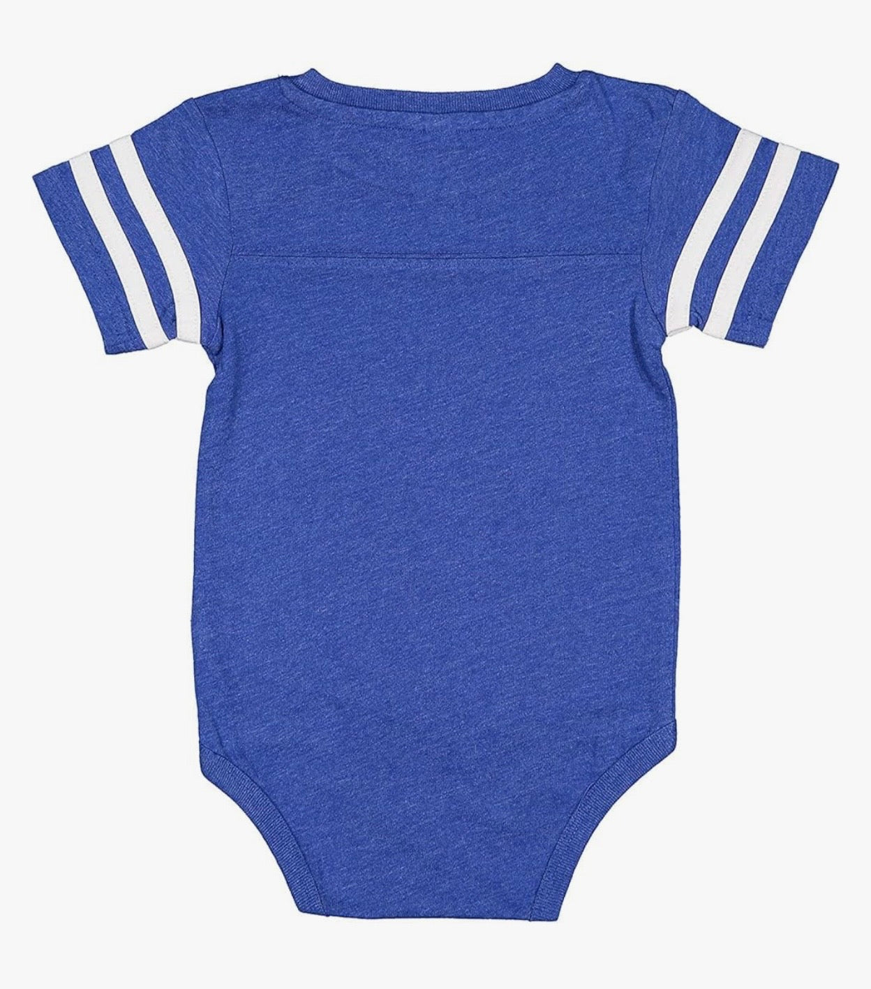 YAHWEH Baby Football Jersey Bodysuit – Vintage Royal Blue/White