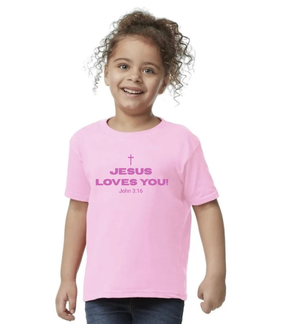 Jesus Loves You Toddler Tee - Pink