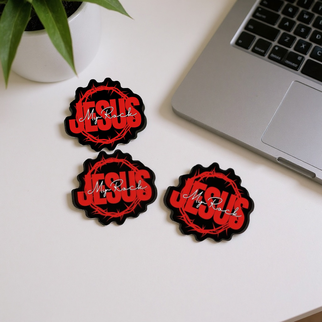 Jesus My Rock Sticker - Red