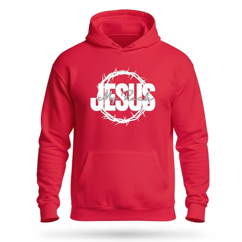 Jesus My Rock Hoodie - Red/ White