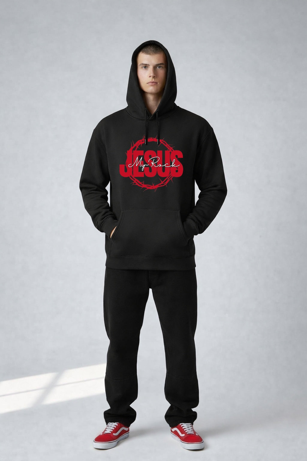Jesus My Rock Hoodie - Red