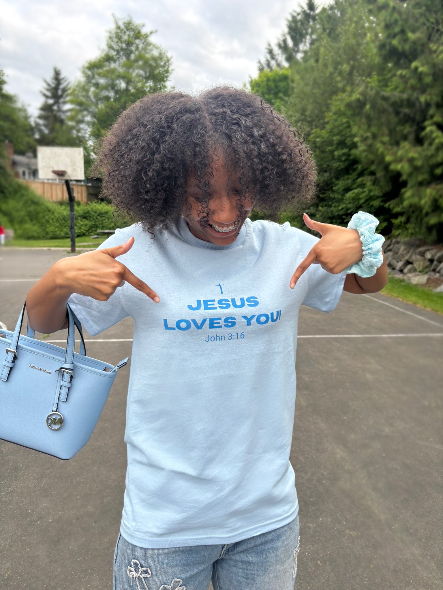 Jesus Loves You! Adult Tee - Blue