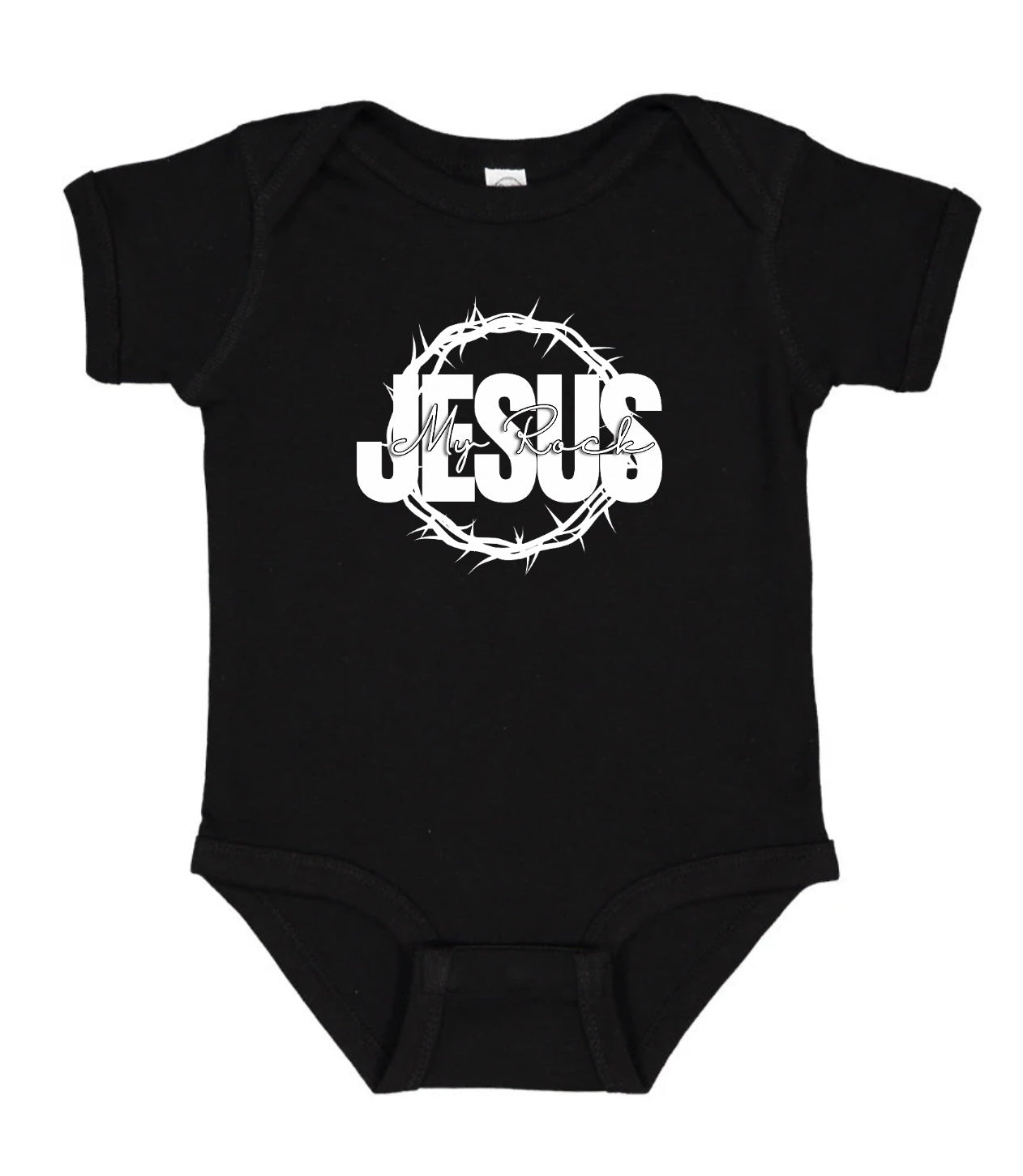 Jesus My Rock OG Infant Bodysuit – Black/White