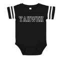 YAHWEH Baby Football Jersey Bodysuit – Black/White