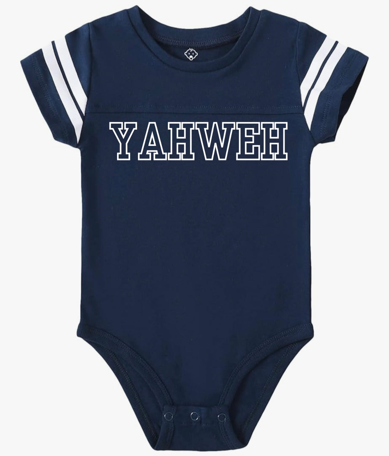 YAHWEH Baby Football Jersey Bodysuit – Navy/White