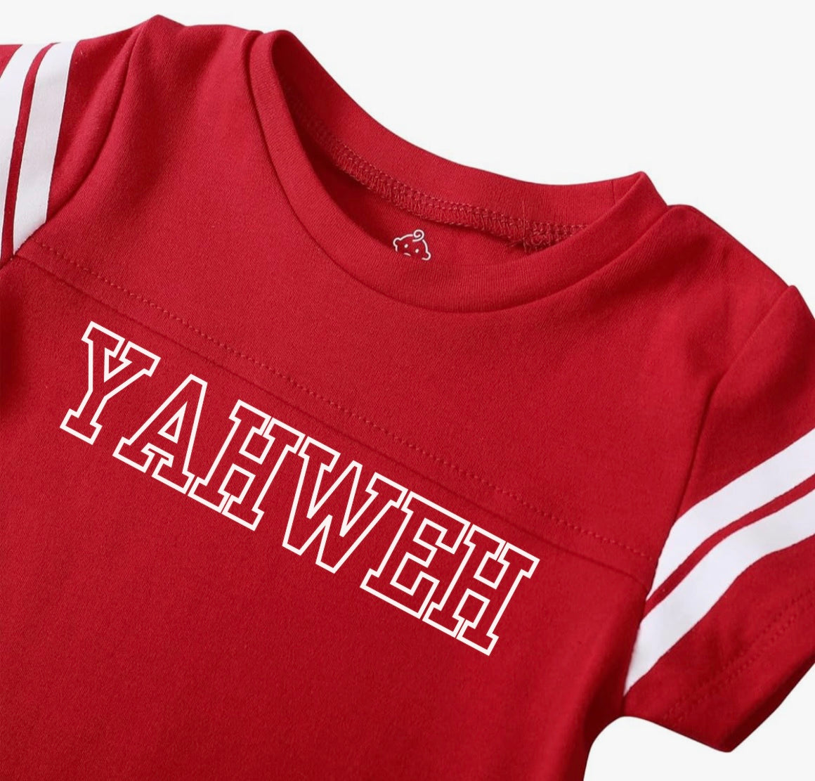 YAHWEH Baby Football Jersey Bodysuit – Red/White