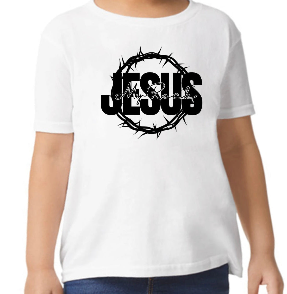 Jesus My Rock Signature Toddler Tee – White