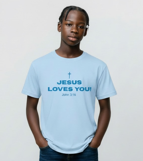 Jesus Loves You Youth Tee - Blue