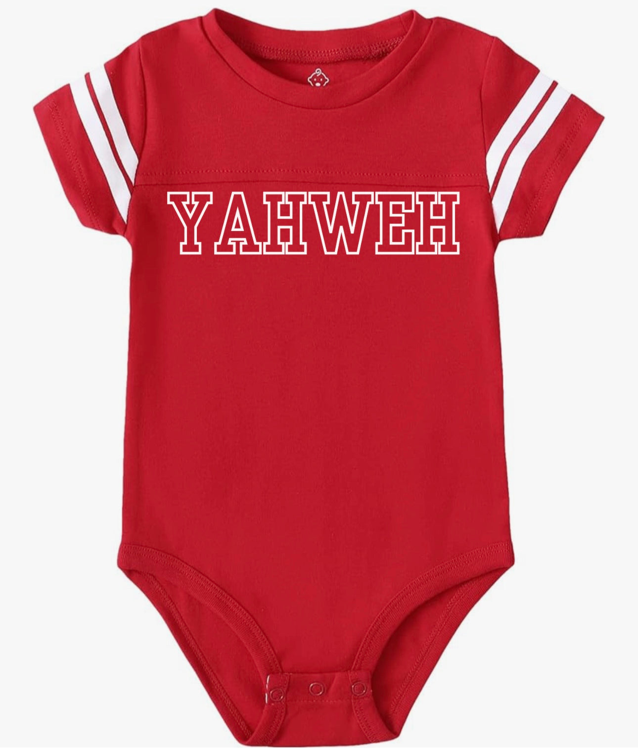 YAHWEH Baby Football Jersey Bodysuit – Red/White