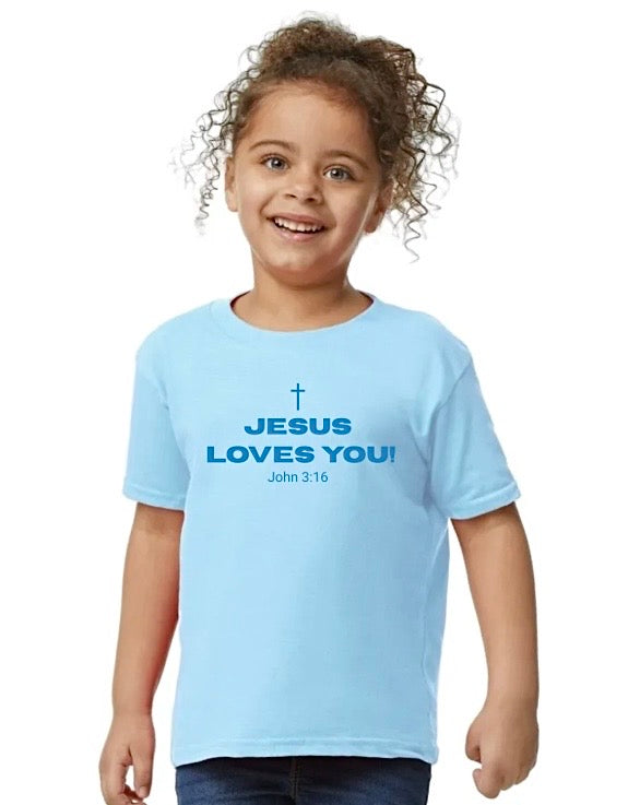 Jesus Loves You Toddler Tee - Blue