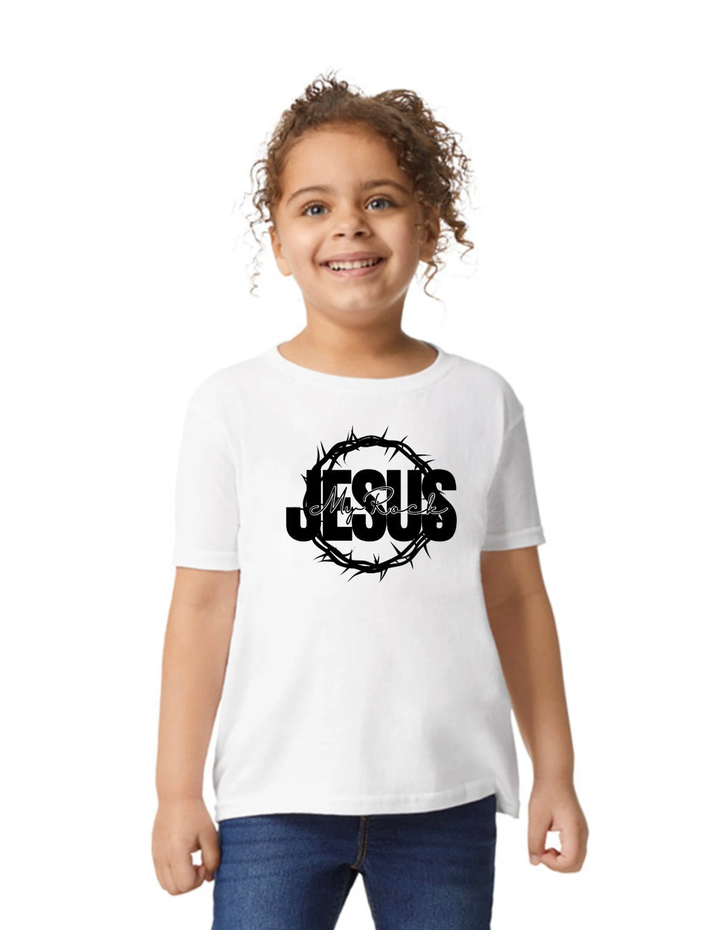 Jesus My Rock Signature Toddler Tee – White