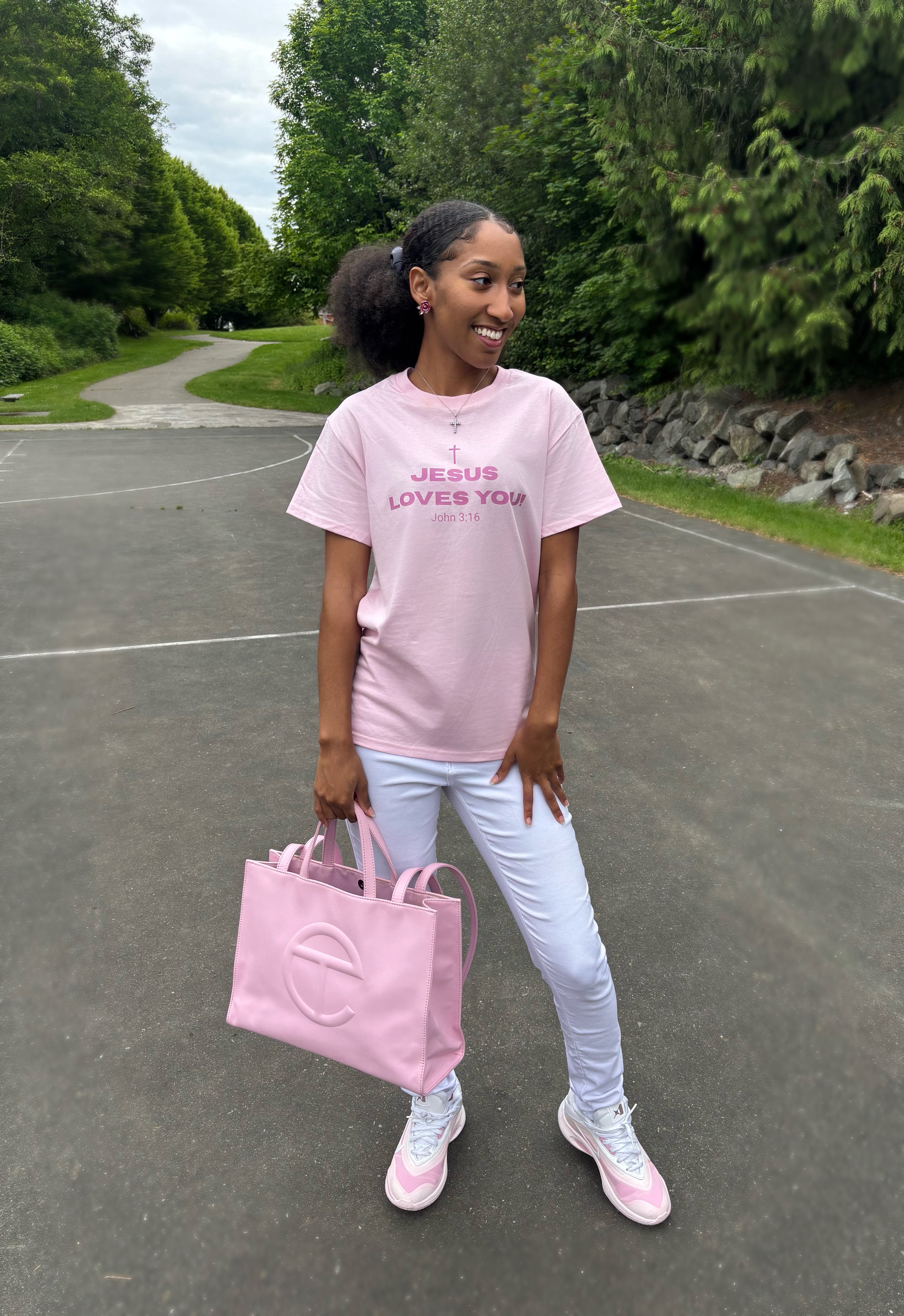 Jesus Loves You! Adult Tee - Pink