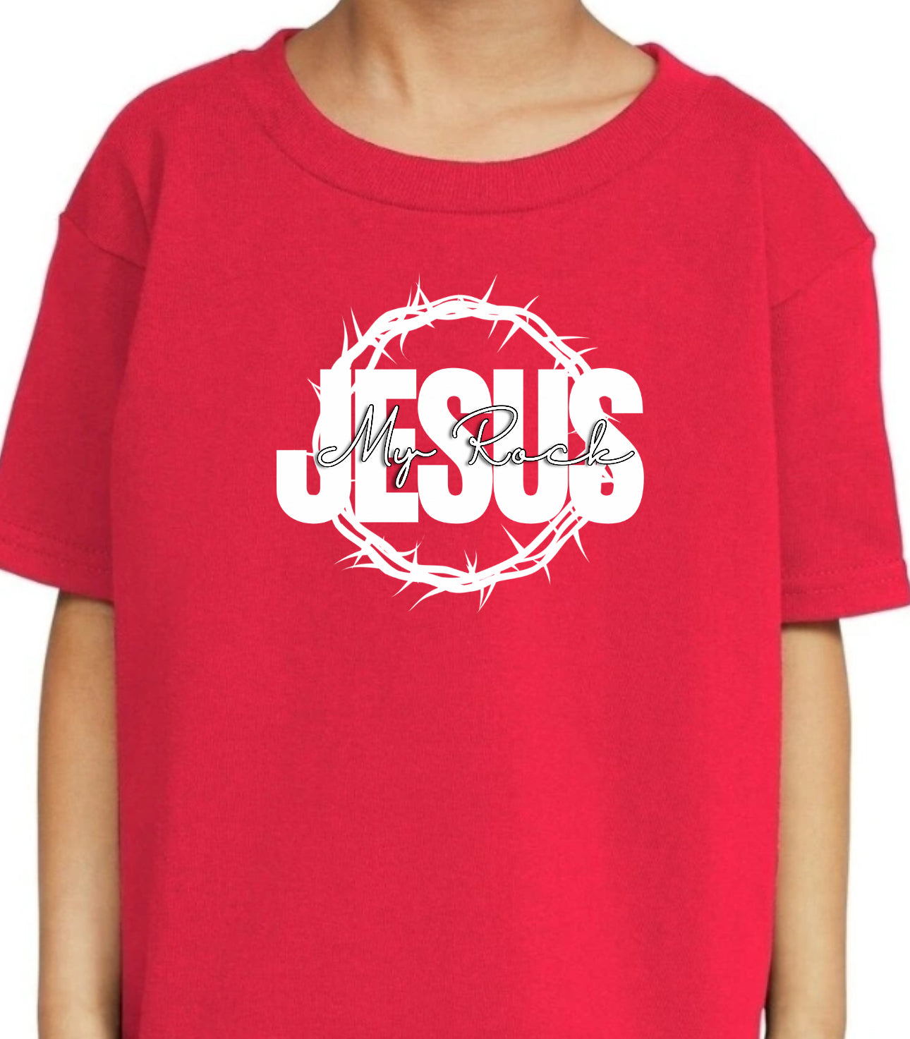 Jesus My Rock Toddler Tee – Red/White