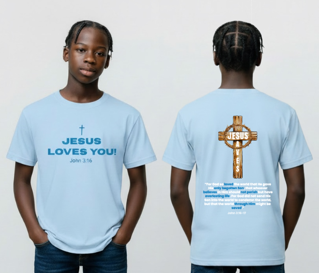 Jesus Loves You Youth Tee - Blue