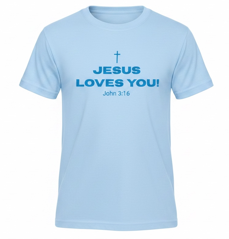 Jesus Loves You! Adult Tee - Blue