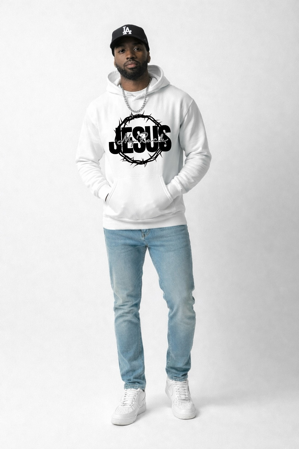 Jesus My Rock Hoodie - White (Exclusive Drop)