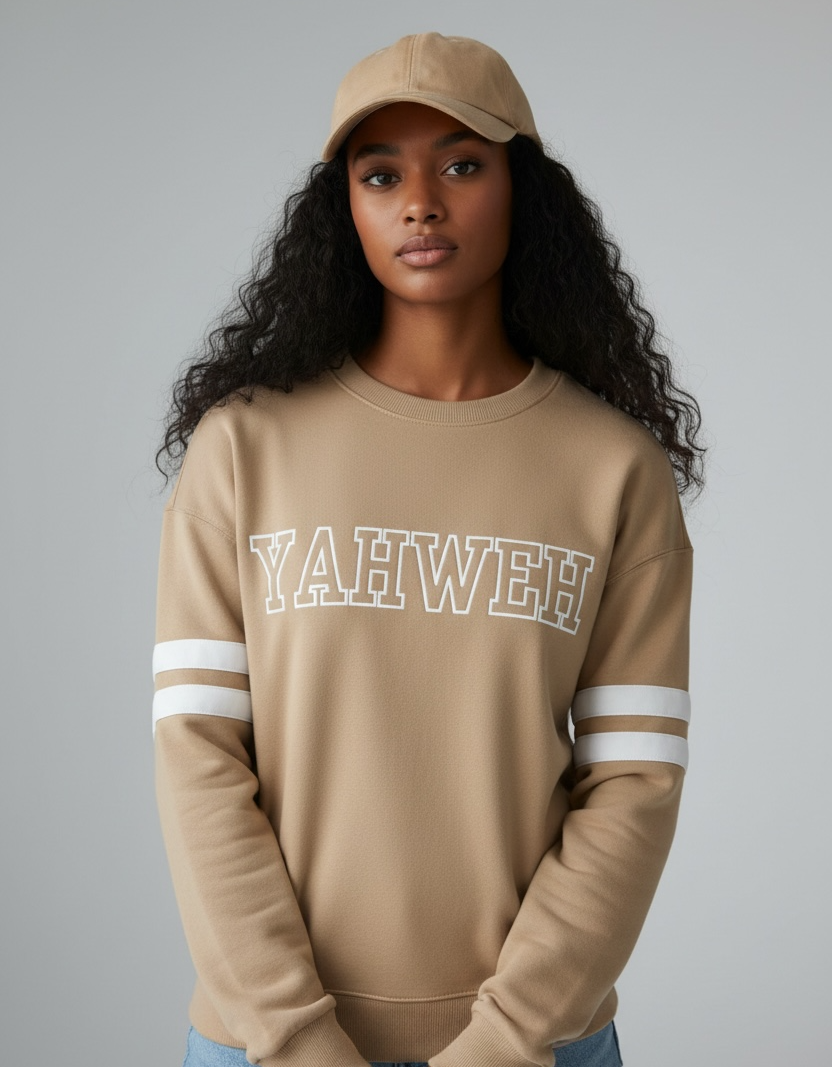 YAHWEH Women’s Oversized Crewneck Sweatshirt – Beige (Exclusive Drop)